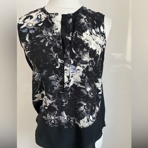 Rebecca Taylor  Floral Black and White Women's silk top.